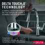 Delta Coranto 1.8 GPM Single Hole Pull Down Kitchen Faucet with On/Off Touch Activation, Magnetic Docking Spray Head and ShieldSpray - Chrome