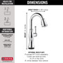 Delta Cassidy Pull-Down Bar/Prep Faucet with On/Off Touch Activation and Magnetic Docking Spray Head - Lumicoat Polished Nickel