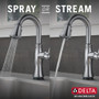 Delta Cassidy Pull-Down Bar/Prep Faucet with On/Off Touch Activation and Magnetic Docking Spray Head - Lumicoat Polished Nickel