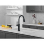 Delta Renaldi 1.8 GPM Single Hole Pull Down Touchless Kitchen Faucet with Touch2O Technology and Magnetic Docking Spray Head - Matte Black