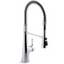 Kohler Tempered 1.5 GPM Single Hole Pre-Rinse Pull Down Kitchen Faucet - Polished Chrome