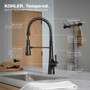 Kohler Tempered 1.5 GPM Single Hole Pre-Rinse Pull Down Kitchen Faucet - Matte Black