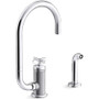 Kohler Billet 1.5 GPM Single Hole Kitchen Faucet - Includes Side Spray and Single Cross Handle - Polished Chrome Kohler Billet 1.5 GPM Single Hole Kitchen Faucet - Includes Side Spray and Single Cross Handle - Polished Chrome