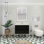 36" Modern Floating Bathroom Vanity with Reinforced Acrylic Sink Top - High Gloss Black