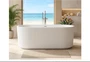 59" Acrylic Freestanding Soaking Bathtub, Deep Ergonomic Design with Lumbar Support, Integrated Overflow Drain, Non-Slip Base, Modern Bathroom Tub, Easy Installation for Bathroom***Display Floor Model***