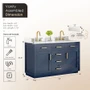 Altair Gavino 54" Free Standing Double Basin Vanity Set with Cabinet and Engineered Stone Vanity Top