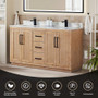 Altair Floral 60" Free Standing Double Basin Vanity Set with Cabinet and Quartz Vanity Top
