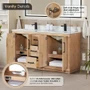 Altair Floral 60" Free Standing Double Basin Vanity Set with Cabinet and Quartz Vanity Top