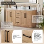 Altair Floral 60" Free Standing Double Basin Vanity Set with Cabinet and Quartz Vanity Top