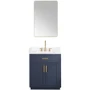 Altair Gavino 30" Free Standing Single Basin Vanity Set with Cabinet, Engineered Stone Vanity Top, and Framed Mirror