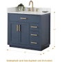 Altair Gavino 36" Free Standing Single Basin Vanity Set with Cabinet, Stone Composite Vanity Top, and Framed Mirror