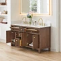 Altair Cerrito 60" Free Standing Double Basin Vanity Set with Cabinet and Engineered Stone Vanity Top