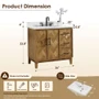 Altair Clara 36" Free Standing Single Basin Vanity Set with Cabinet and Quartz Vanity Top