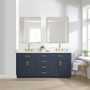 Altair Gavino 72" Free Standing Double Basin Vanity Set with Cabinet, Stone Composite Vanity Top, and Framed Mirror