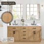 Altair Gavino 72" Free Standing Double Basin Vanity Set with Cabinet, Stone Composite Vanity Top, and Framed Mirror