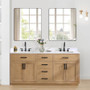 Altair Gavino 72" Free Standing Double Basin Vanity Set with Cabinet, Stone Composite Vanity Top, and Framed Mirror