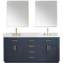 Altair Gavino 72" Free Standing Double Basin Vanity Set with Cabinet, Stone Composite Vanity Top, and Framed Mirror