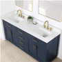 Altair Gavino 72" Free Standing Double Basin Vanity Set with Cabinet, Stone Composite Vanity Top, and Framed Mirror