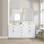 Altair Gavino 72" Free Standing Double Basin Vanity Set with Cabinet, Stone Composite Vanity Top, and Framed Mirror