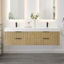 Altair Livia 72" Wall Mounted Double Basin Vanity Set with Cabinet and Engineered Stone Vanity Top