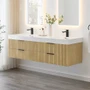 Altair Livia 72" Wall Mounted Double Basin Vanity Set with Cabinet and Engineered Stone Vanity Top