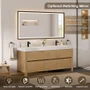 Altair Cascadia 72" Free Standing Double Basin Vanity Set with Cabinet, Engineered Stone Vanity Top, and Framed Mirror