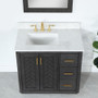 Altair Gazsi 36" Free Standing Single Basin Vanity Set with Cabinet, Stone Composite Vanity Top, and Framed Mirror
