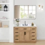 Altair Gavino 48" Free Standing Single Basin Vanity Set with Cabinet, Stone Composite Vanity Top, and Framed Mirror