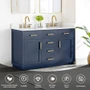 Altair Gavino 54" Free Standing Double Basin Vanity Set with Cabinet, Engineered Stone Vanity Top, and Framed Mirror
