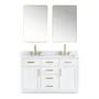 Altair Gavino 54" Free Standing Double Basin Vanity Set with Cabinet, Engineered Stone Vanity Top, and Framed Mirror