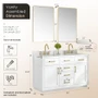 Altair Gavino 54" Free Standing Double Basin Vanity Set with Cabinet, Engineered Stone Vanity Top, and Framed Mirror