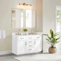 Altair Gavino 54" Free Standing Double Basin Vanity Set with Cabinet, Engineered Stone Vanity Top, and Framed Mirror