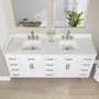 Altair Gavino 84" Free Standing Double Basin Vanity Set with Cabinet, Engineered Stone Vanity Top, and Framed Mirror