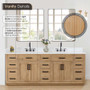 Altair Gavino 84" Free Standing Double Basin Vanity Set with Cabinet, Engineered Stone Vanity Top, and Framed Mirror