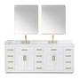 Altair Gavino 84" Free Standing Double Basin Vanity Set with Cabinet, Engineered Stone Vanity Top, and Framed Mirror