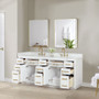 Altair Gavino 84" Free Standing Double Basin Vanity Set with Cabinet, Engineered Stone Vanity Top, and Framed Mirror
