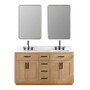 Altair Gavino 60" Free Standing Double Basin Vanity Set with Cabinet, Stone Composite Vanity Top, and Framed Mirror