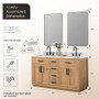 Altair Gavino 60" Free Standing Double Basin Vanity Set with Cabinet, Stone Composite Vanity Top, and Framed Mirror
