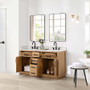 Altair Gavino 60" Free Standing Double Basin Vanity Set with Cabinet, Stone Composite Vanity Top, and Framed Mirror