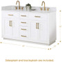 Altair Gavino 60" Free Standing Double Basin Vanity Set with Cabinet, Stone Composite Vanity Top, and Framed Mirror