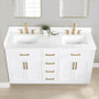 Altair Gavino 60" Free Standing Double Basin Vanity Set with Cabinet, Stone Composite Vanity Top, and Framed Mirror