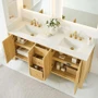 Altair Cedar 72" Free Standing Double Basin Vanity Set with Cabinet, Engineered Stone Vanity Top, and Frameless Mirror