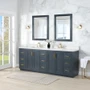Altair Gazsi 84" Free Standing Double Basin Vanity Set with Cabinet, Engineered Stone Vanity Top, and Framed Mirror