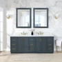 Altair Gazsi 84" Free Standing Double Basin Vanity Set with Cabinet, Engineered Stone Vanity Top, and Framed Mirror