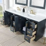 Altair Gazsi 84" Free Standing Double Basin Vanity Set with Cabinet, Engineered Stone Vanity Top, and Framed Mirror