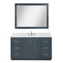 Altair Gazsi 60" Free Standing Single Basin Vanity Set with Cabinet, Engineered Stone Vanity Top, and Framed Mirror