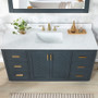 Altair Gazsi 60" Free Standing Single Basin Vanity Set with Cabinet, Engineered Stone Vanity Top, and Framed Mirror