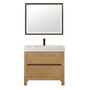 Altair Cascadia 36" Free Standing Single Basin Vanity Set with Cabinet, Engineered Stone Vanity Top, and Framed Mirror