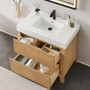 Altair Cascadia 36" Free Standing Single Basin Vanity Set with Cabinet, Engineered Stone Vanity Top, and Framed Mirror