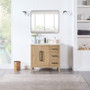 Altair Laurel 36" Free Standing Single Basin Vanity Set with Cabinet, Quartz Vanity Top, and Framed Mirror